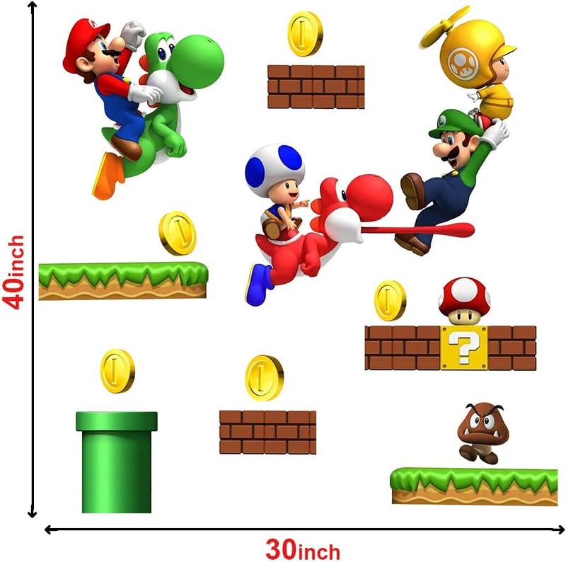 DEKOSH Mario Wall Decal Build a Scene Wall Stickers Peel & Stick Super Mario Party Decorations for Kids Room - Image 5